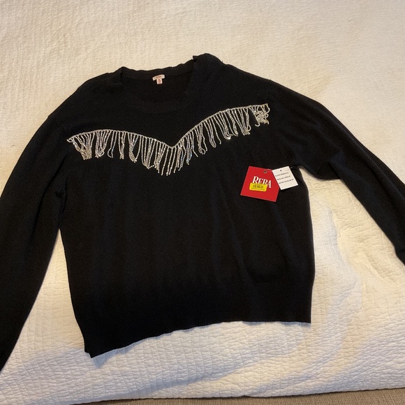 Reba Sweater with Silver Fringe - Picture 1 of 3